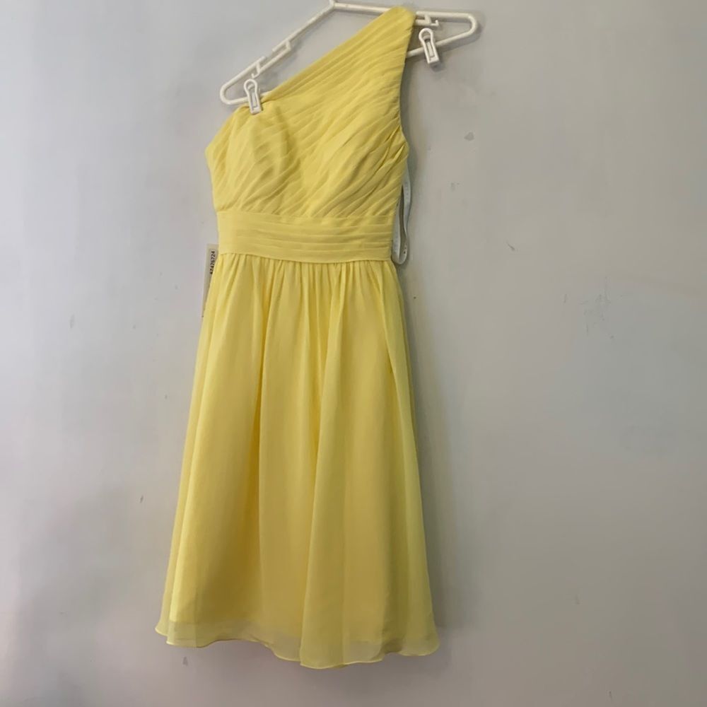 Azazie yellow one shoulder party dress Size A8 NWT